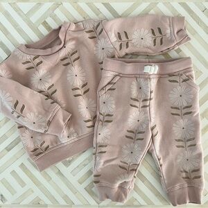 LITTLE CO. Daisy Sweatshirt & Pants Set, 6mo